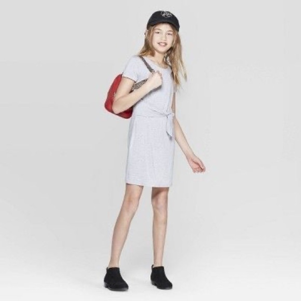 Girls' Tie Front Dress - art class™ Heather Gray L